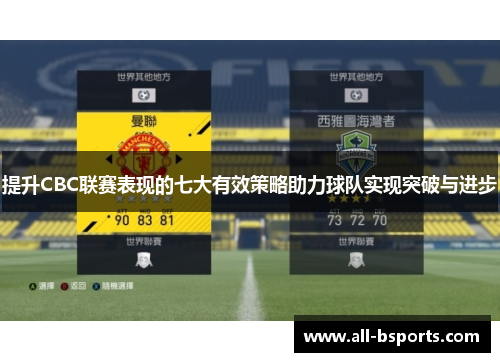 提升CBC联赛表现的七大有效策略助力球队实现突破与进步 提升CBC联赛表现的七大有效策略助力球队实现突破与进步